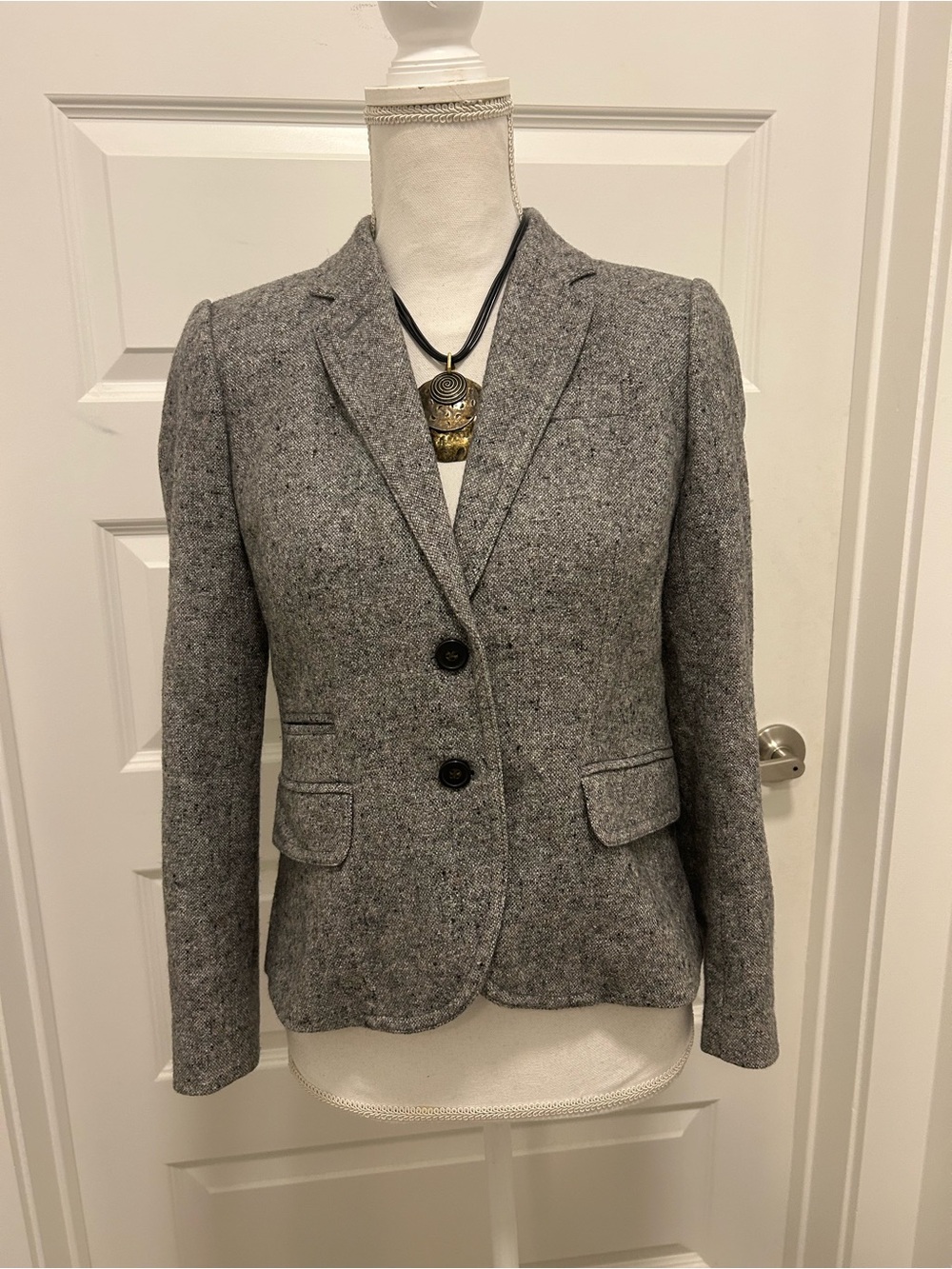 J. Crew Heather Gray Tweed Two-Button Schoolboy Blazer S (2-4)